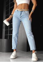 Hose Jeans mom fit z paskiem No Rush Blau