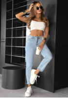 Hose Jeans mom fit z paskiem No Rush Blau