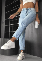 Hose Jeans mom fit z paskiem No Rush Blau
