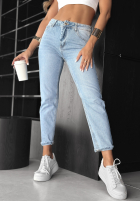 Hose Jeans mom fit z paskiem No Rush Blau
