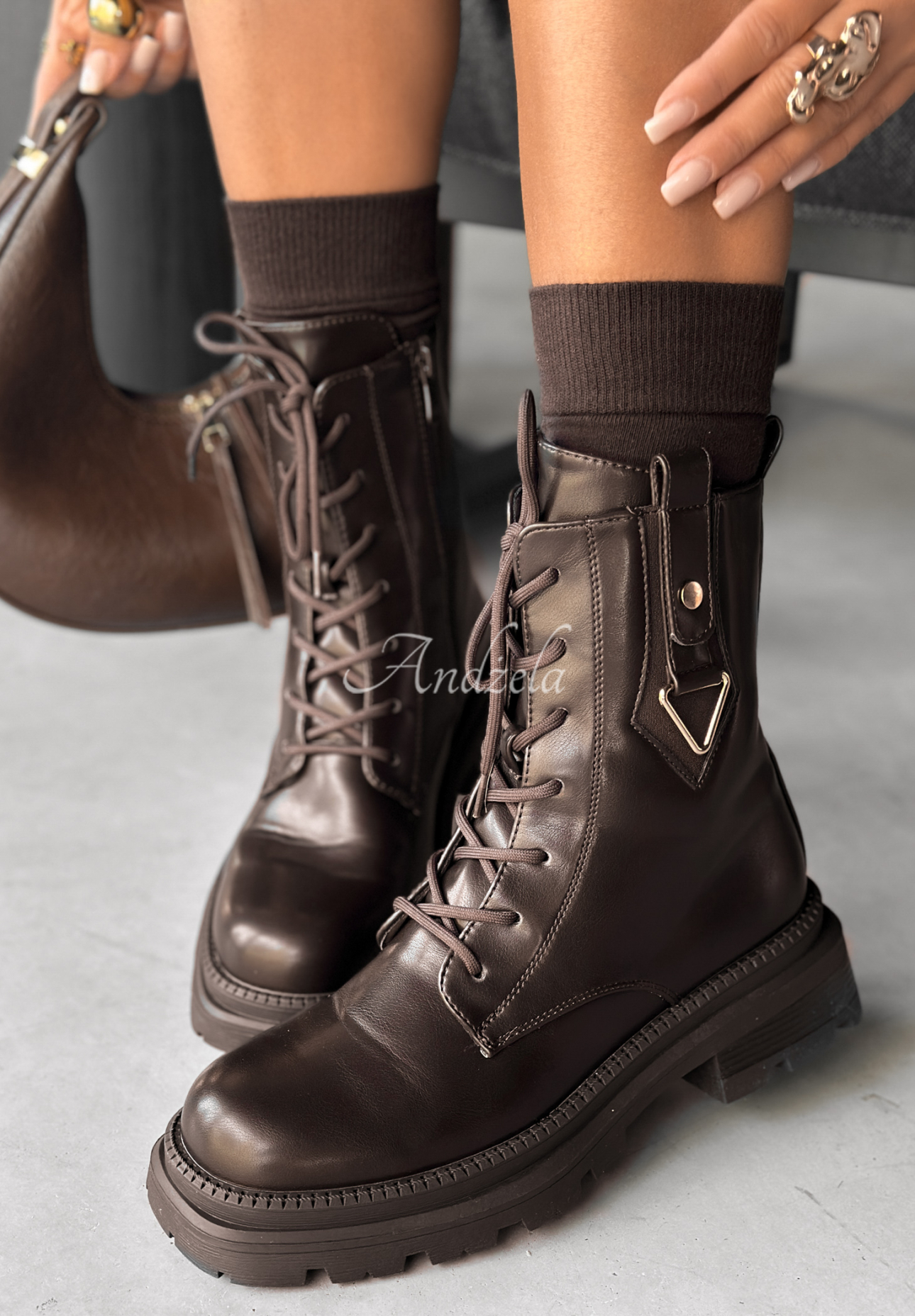 Arbeiterstiefel aus Leder Golden Hours Schokoladenbraun
