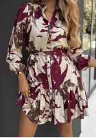 Kleid z falbanką Time’s Up burgundowo-Schokoladenbraun