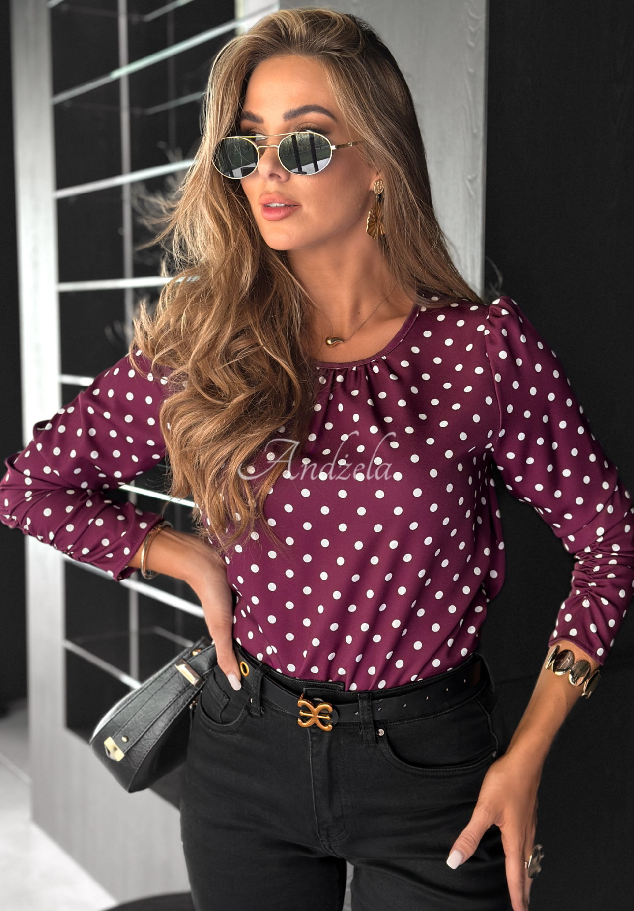 Bluse mit Punkten Admiration To Love Burgunderrot