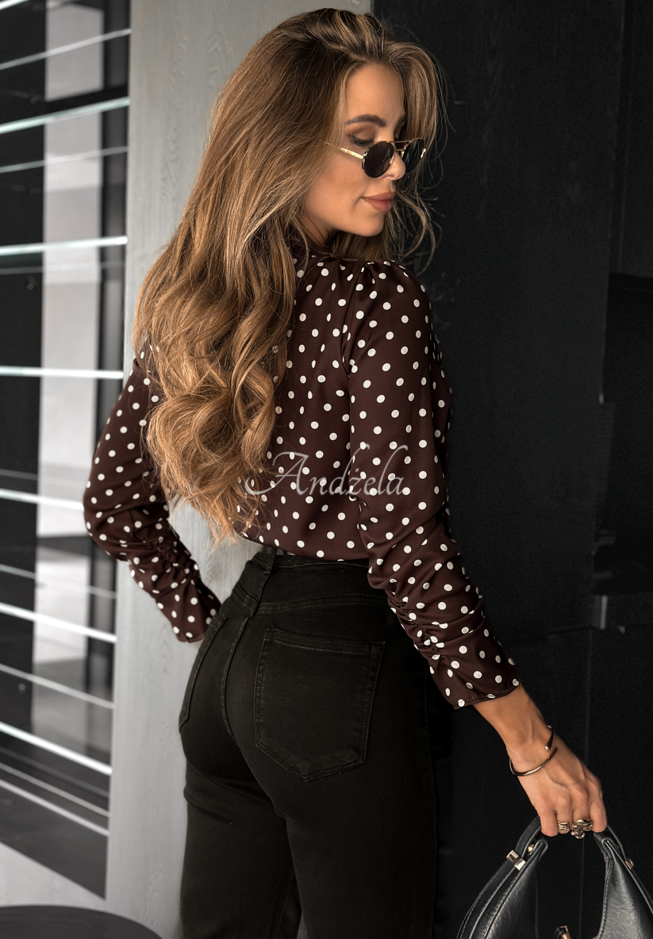 Bluse mit Punkten Admiration To Love Schokoladenbraun