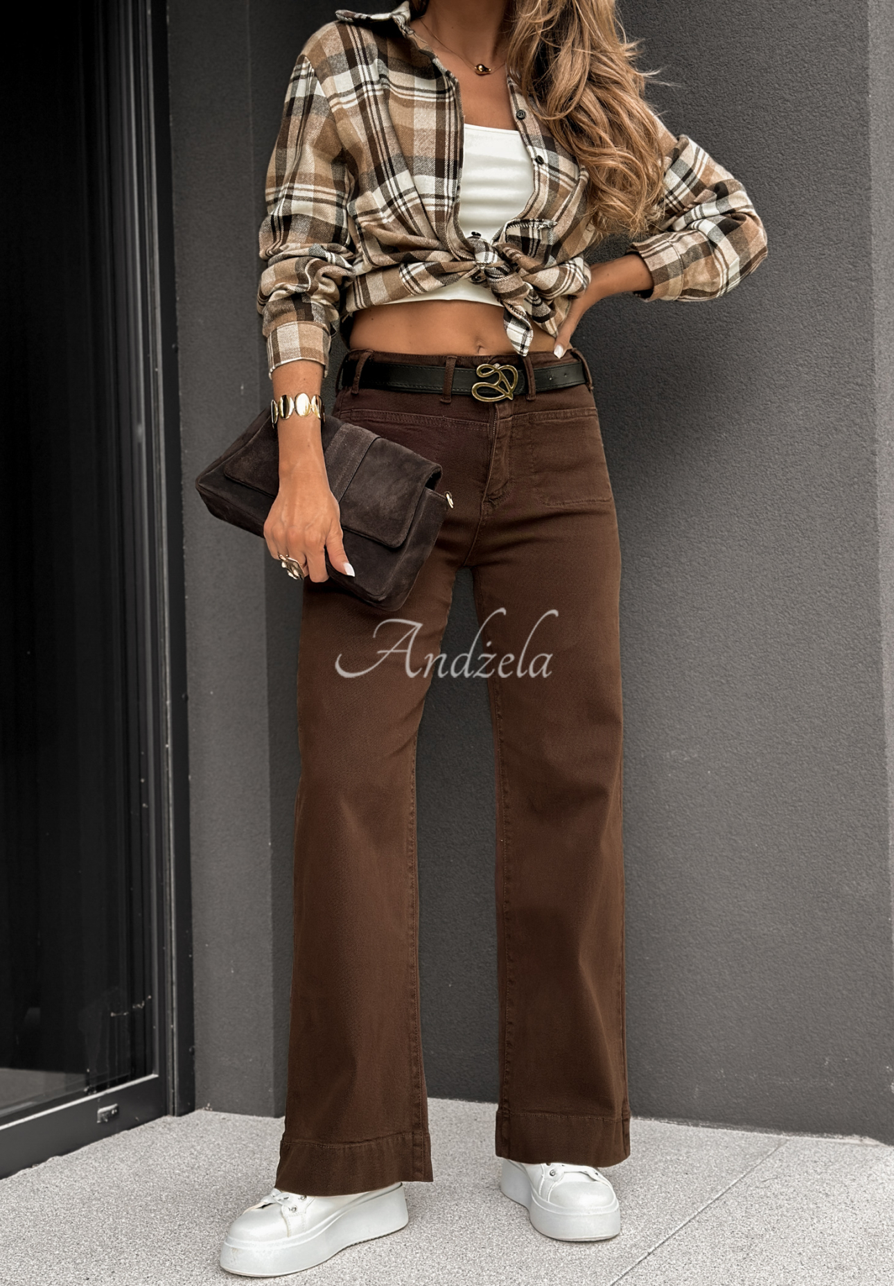 Jeans mit weitem Bein Same Situation Schokoladenbraun