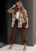 Koszula w kratę Undefined Status camelowo-czekoladowa