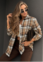 Koszula w kratę Undefined Status camelowo-czekoladowa