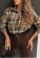 Koszula w kratę Undefined Status camelowo-czekoladowa