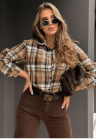 Koszula w kratę Undefined Status camelowo-czekoladowa