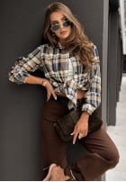 Hemd w kratę Undefined Status Beige-Dunkelblau