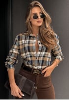 Hemd w kratę Undefined Status Beige-Dunkelblau