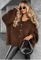 Kurzer Cardigan oversize Hot Chestnuts Schokoladenbraun