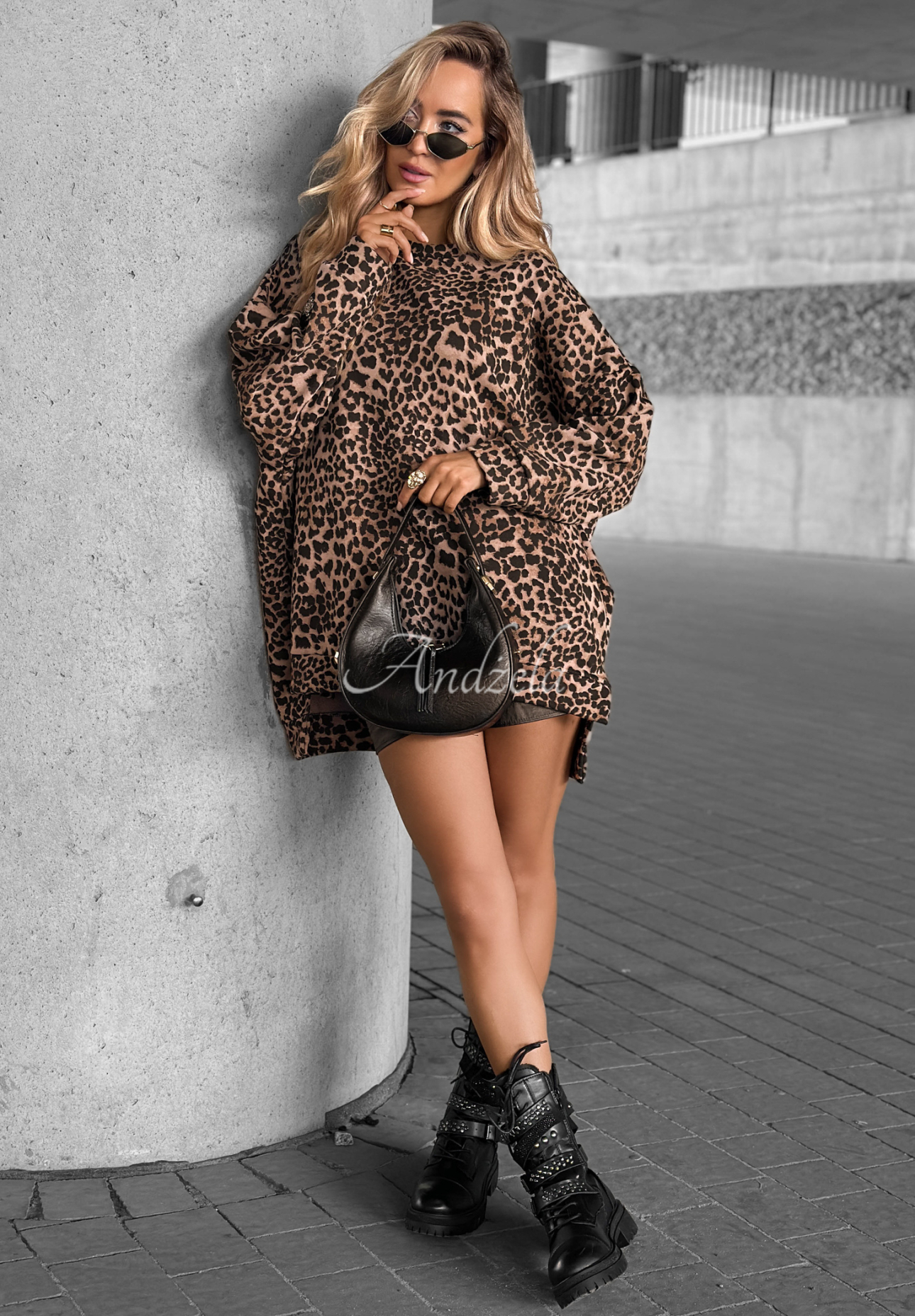 Sweatshirt mit Leoparden-Print Still Here Beige-Schokoladenbraun