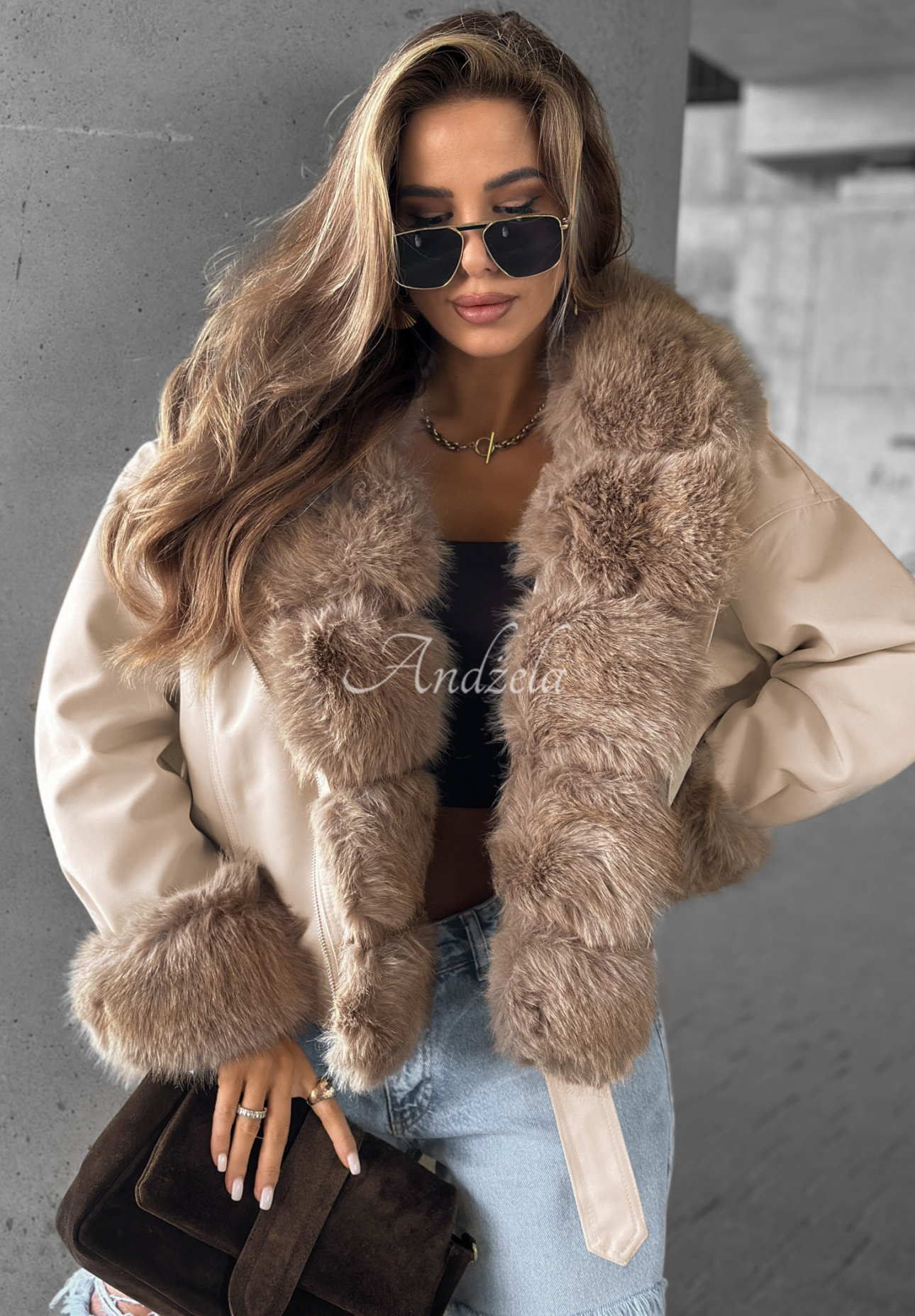 Pelzjacke Nothing To Hide Beige