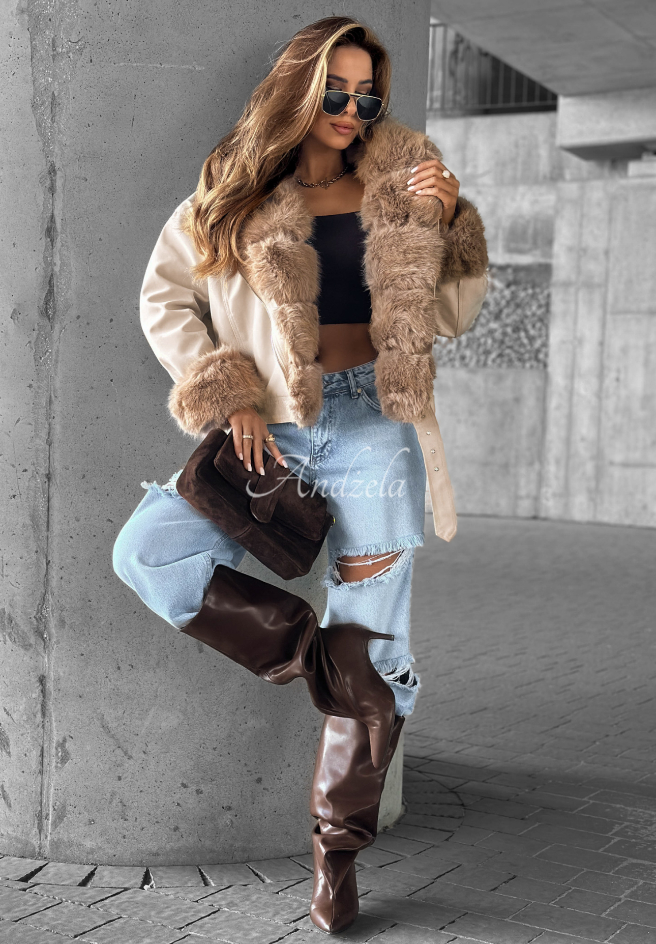 Pelzjacke Nothing To Hide Beige
