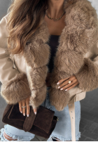 Skórzana Jacke z futerkiem Nothing To Hide Hell Beige