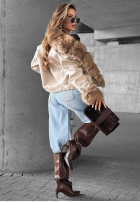 Skórzana Jacke z futerkiem Nothing To Hide Hell Beige