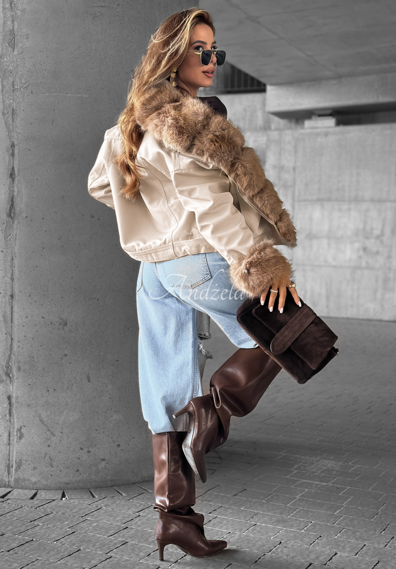 Pelzjacke Nothing To Hide Beige