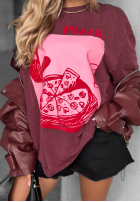 T-Shirt z nadrukiem Pizza Burgunderrot