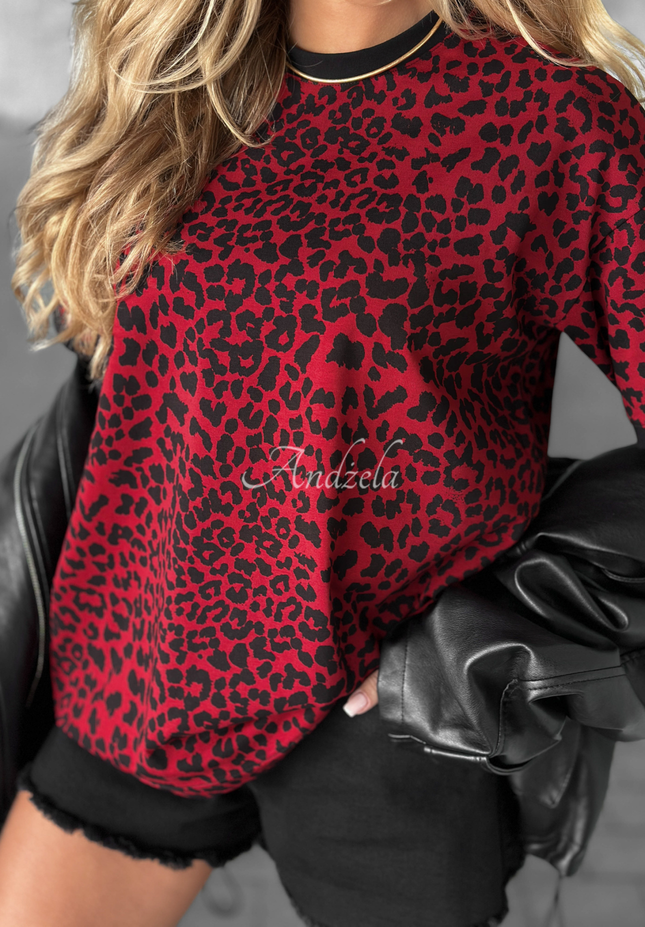 T-Shirt mit Leopardenmuster Long Story Burgunderrot