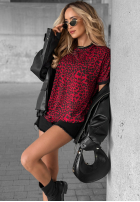 T-Shirt mit Leopardenmuster Long Story Burgunderrot