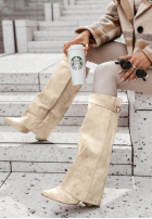 Długie zamszowe kozaki Neville beżowe II