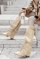 Długie zamszowe kozaki Neville beżowe II