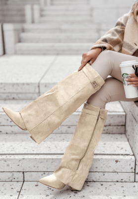 Long suede Neville light beige boots