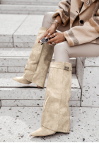 Długie zamszowe kozaki Neville beżowe II