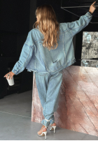 Jeans Jacke z przetarciami We Think Alike Hellblau