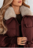 Krótka Jacke z futerkiem Hello December Burgunderrot