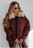 Krótka Jacke z futerkiem Hello December Burgunderrot