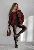 Krótka Jacke z futerkiem Hello December Burgunderrot