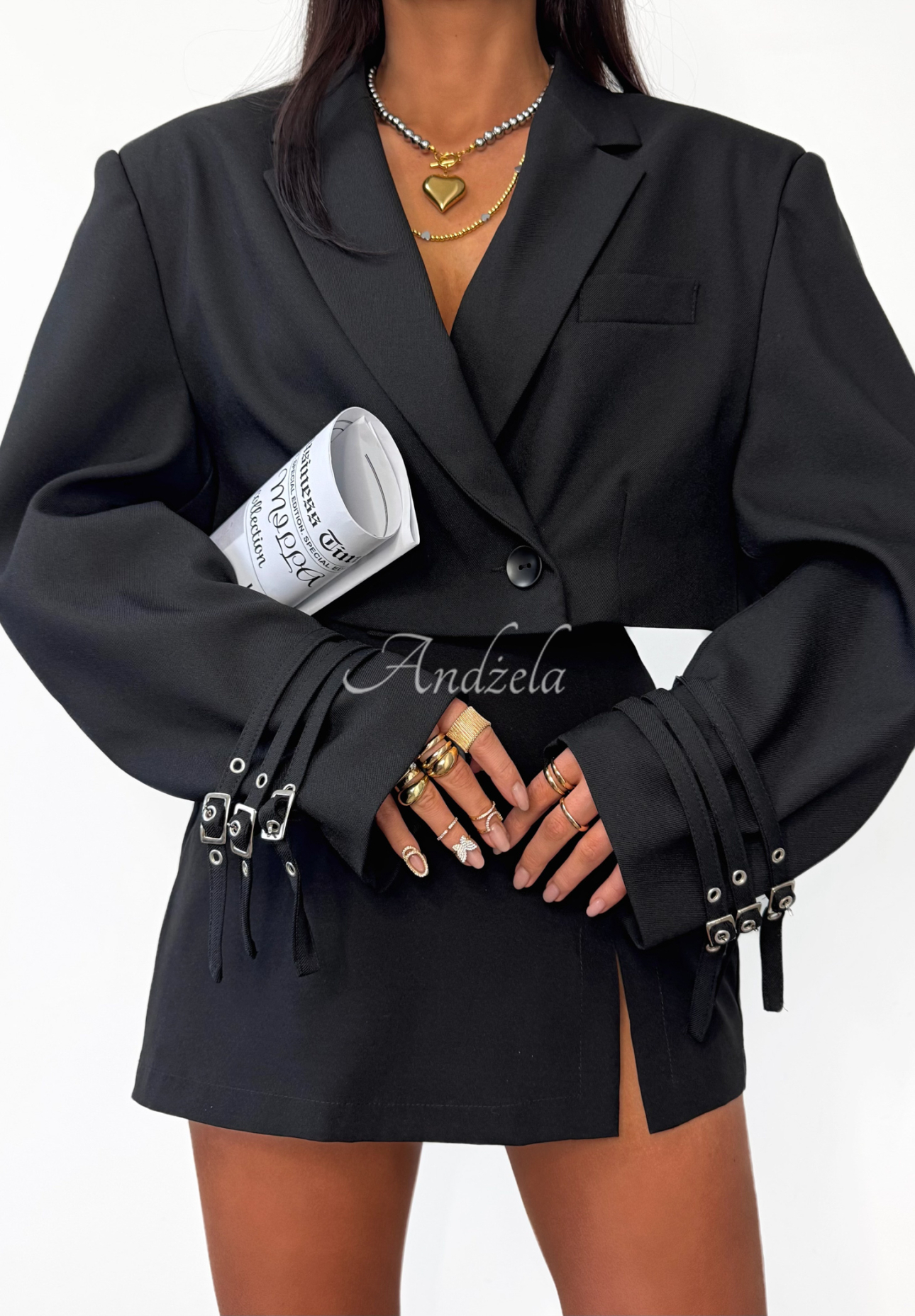 Viskose-Blazer mit Streifen La Milla I Changed Number Schwarz