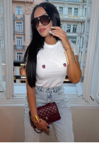 T-Shirt z nadrukiem La Milla Strawberry In Chocolate Weiß