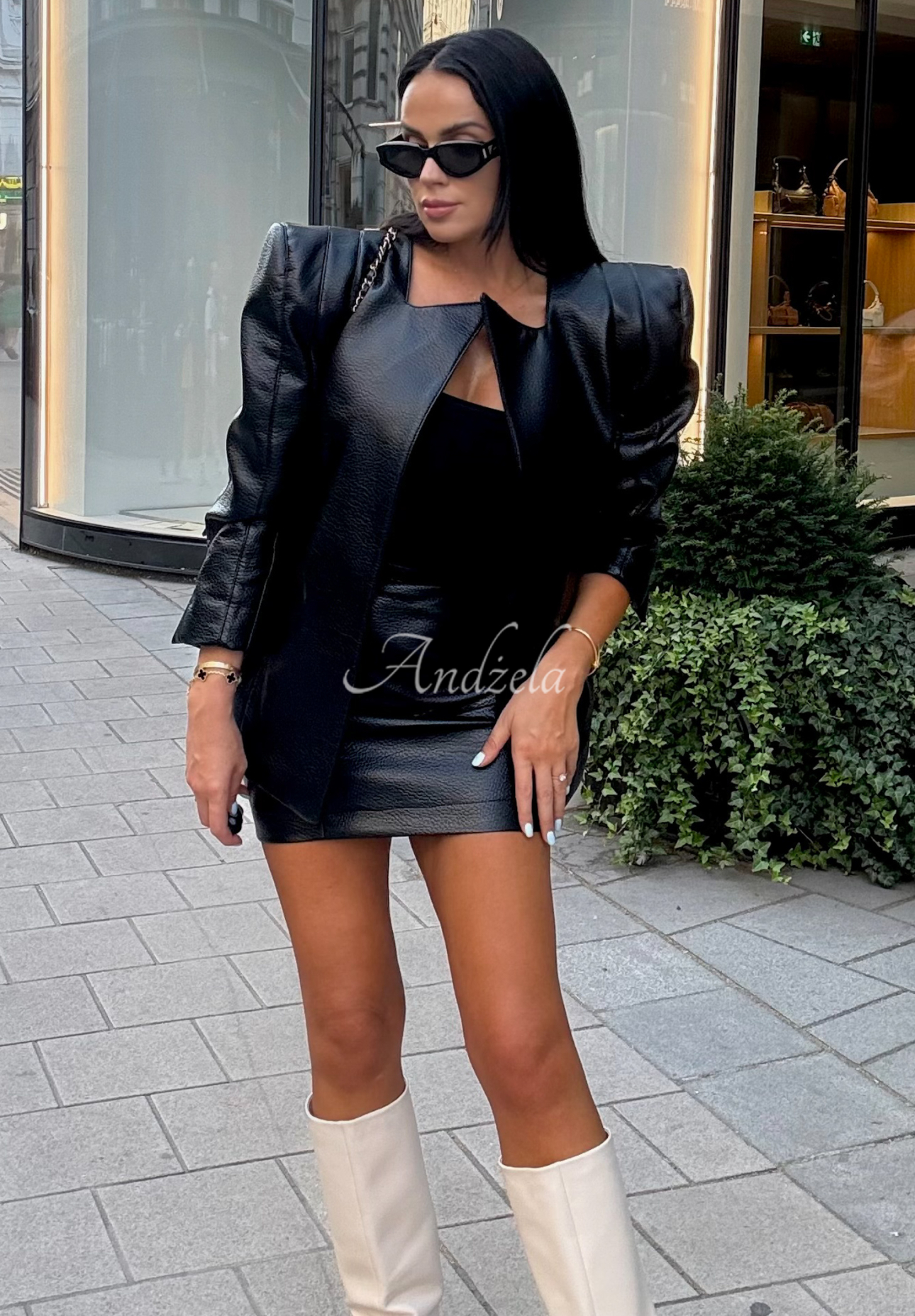 Lederblazer mit Bindung La Milla Told Him Yes Schwarz