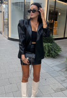 Skórzana Blazer z wiązaniem La Milla Told Him Yes Schwarz