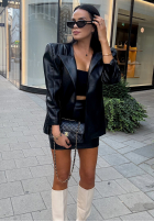 Skórzana Blazer z wiązaniem La Milla Told Him Yes Schwarz