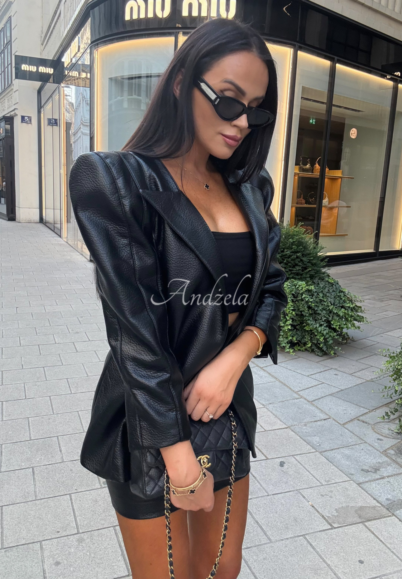 Lederblazer mit Bindung La Milla Told Him Yes Schwarz