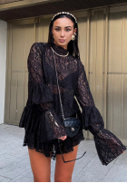 Koronkowa Bluse z falbankami La Milla Bye Forever Schwarz