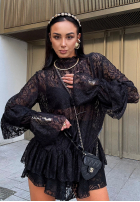 Koronkowa Bluse z falbankami La Milla Bye Forever Schwarz