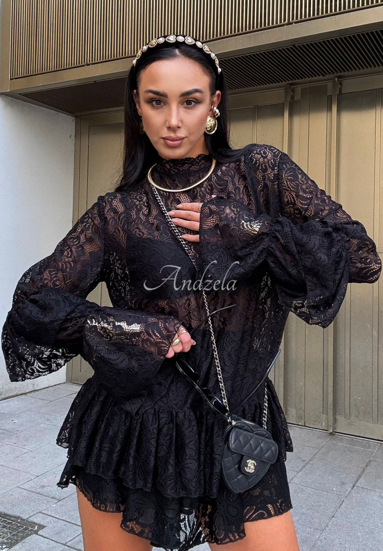 Bluse aus Viskose mit Spitze La Milla Bye Forever Schwarz