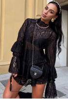 Koronkowa Bluse z falbankami La Milla Bye Forever Schwarz