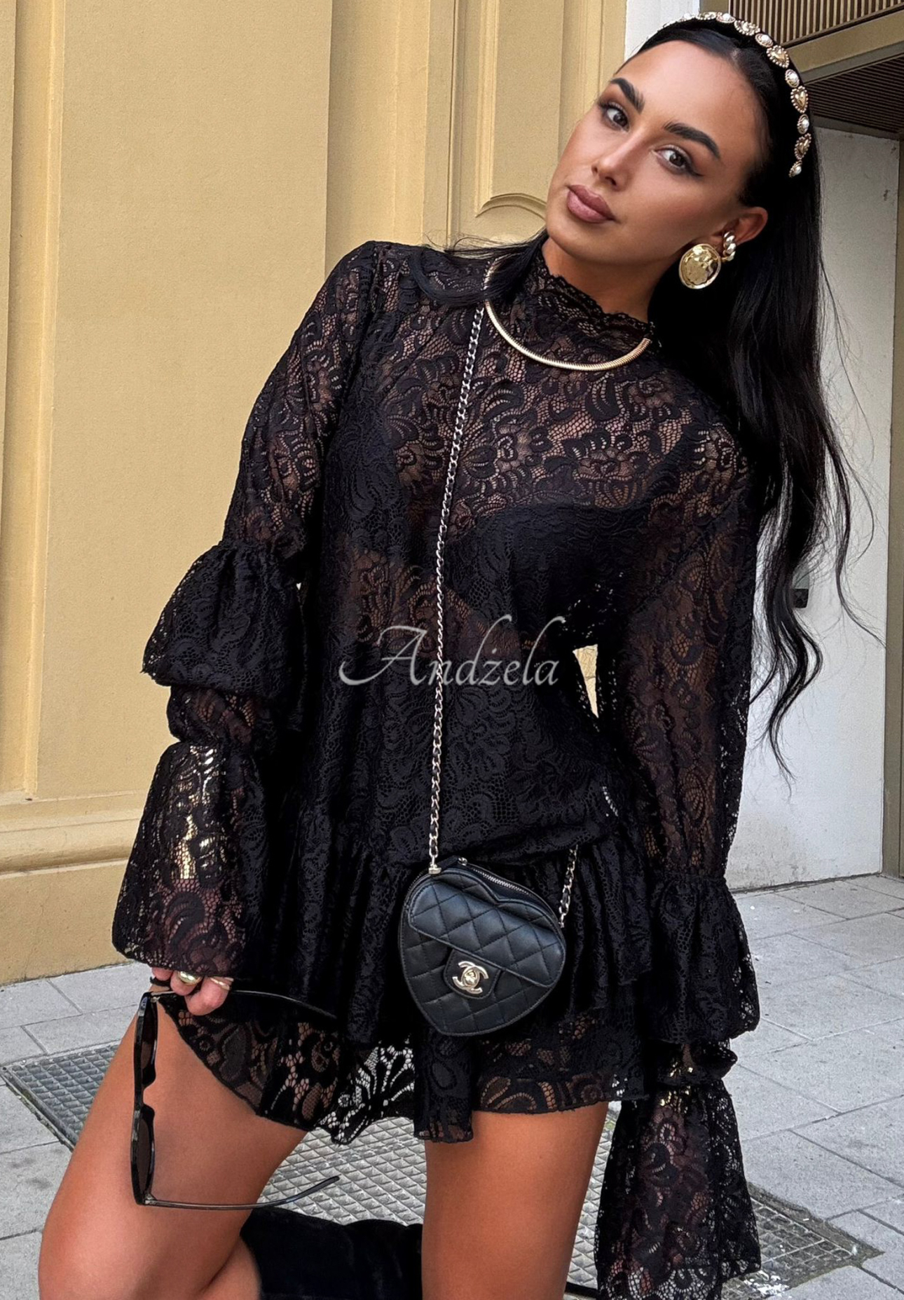 Bluse aus Viskose mit Spitze La Milla Bye Forever Schwarz