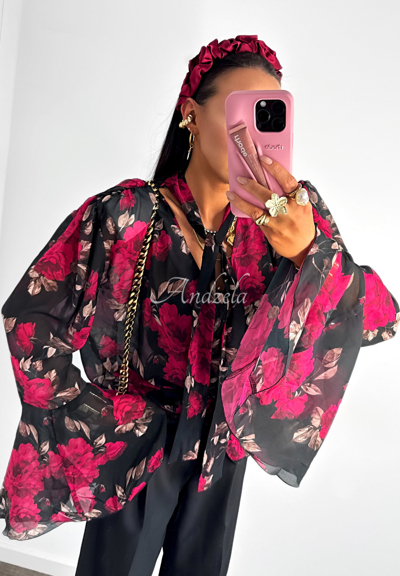 Bluse aus Viskose mit Blumenmuster La Milla Vision You Seek Schwarz-Rot