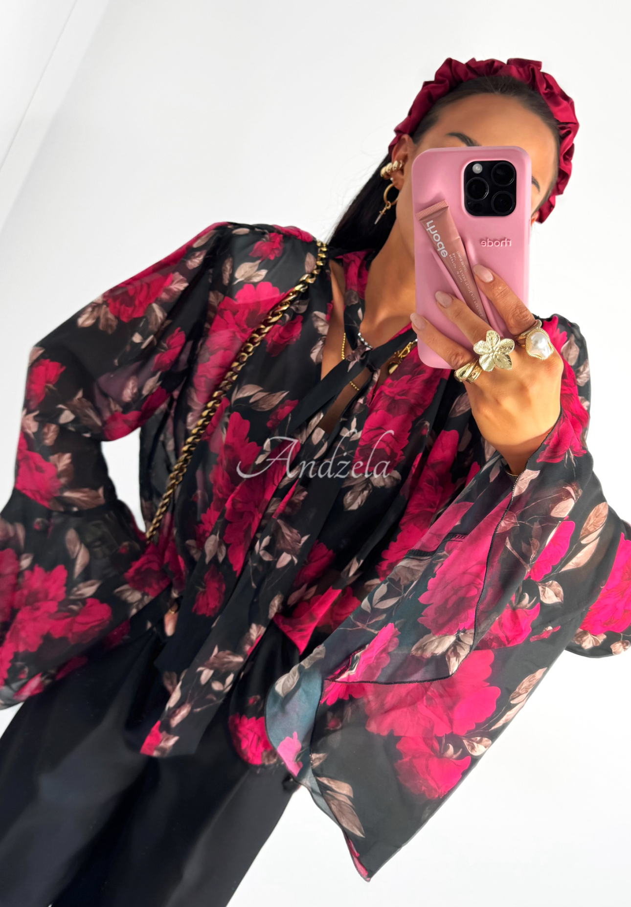 Bluse aus Viskose mit Blumenmuster La Milla Vision You Seek Schwarz-Rot