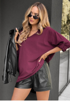 Asymetryczna Bluse z dekoltem w serek Back Soon Burgunderrot