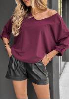 Asymetryczna Bluse z dekoltem w serek Back Soon Burgunderrot