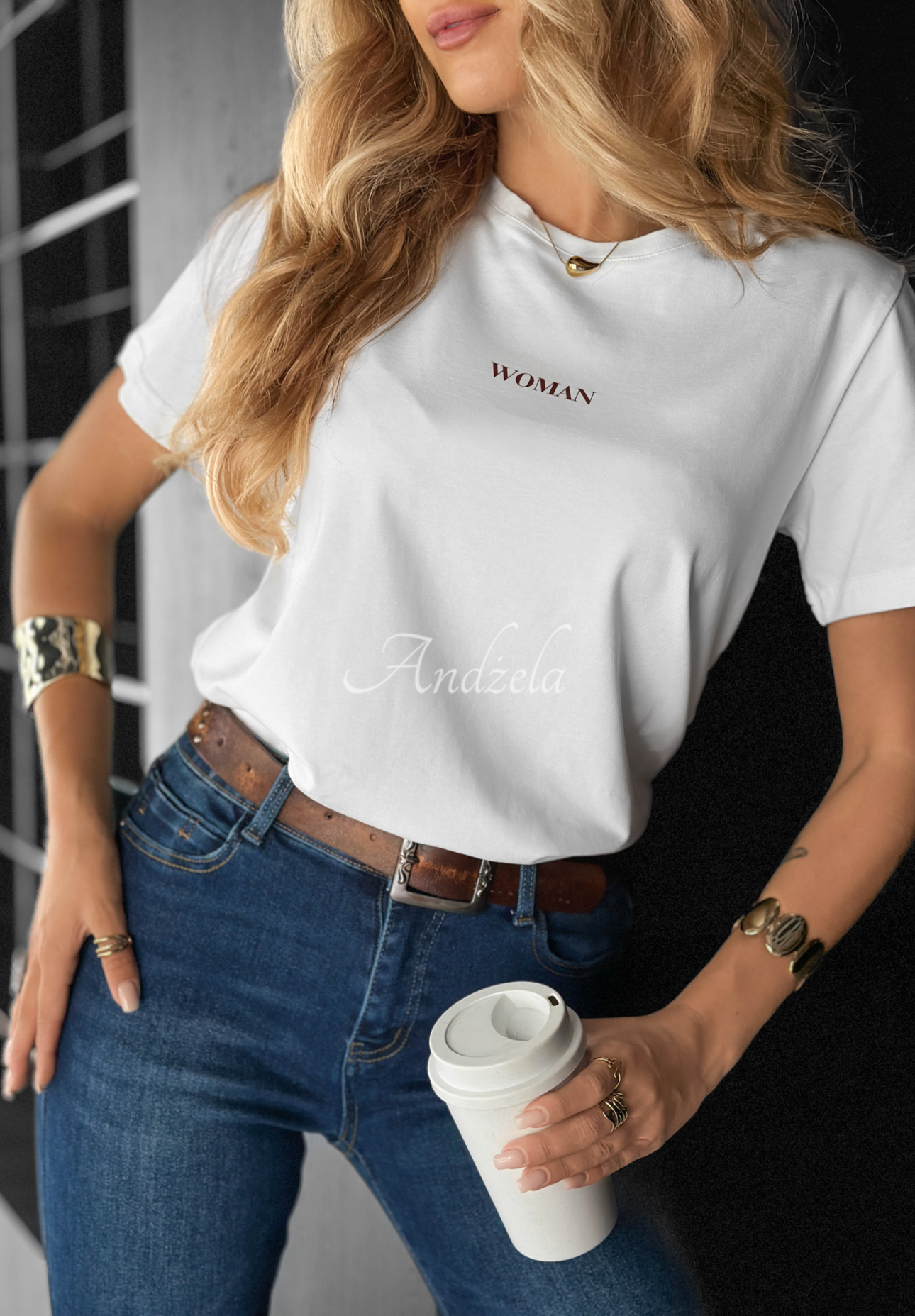 T-Shirt mit Aufdruck Woman Weiß