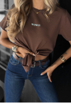 T-Shirt z nadrukiem Woman Schokoladenbraun